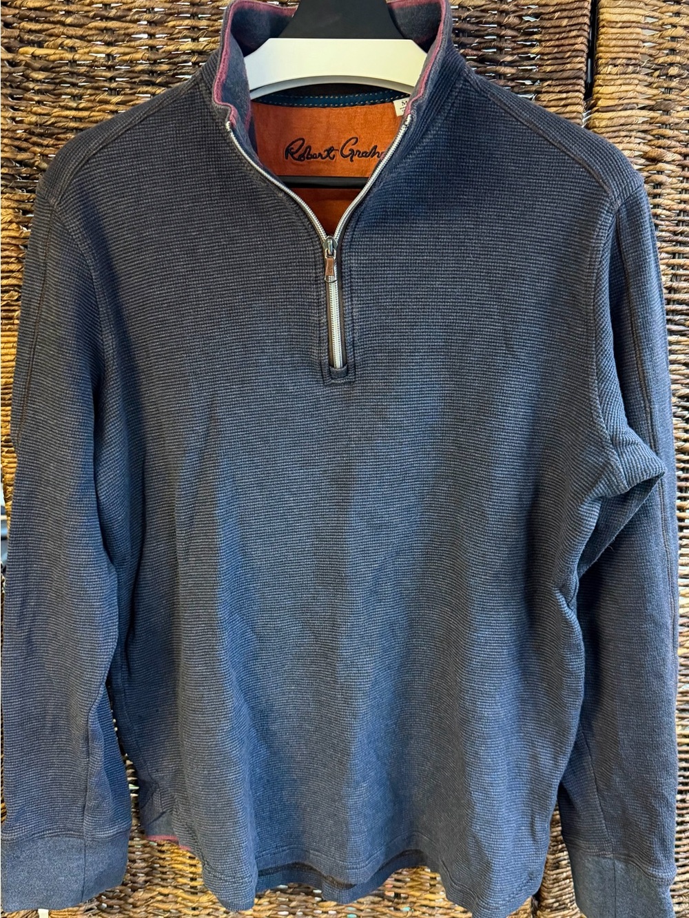 Robert Graham Men's Navy Quarter-Zip Pullover, Size:Medium